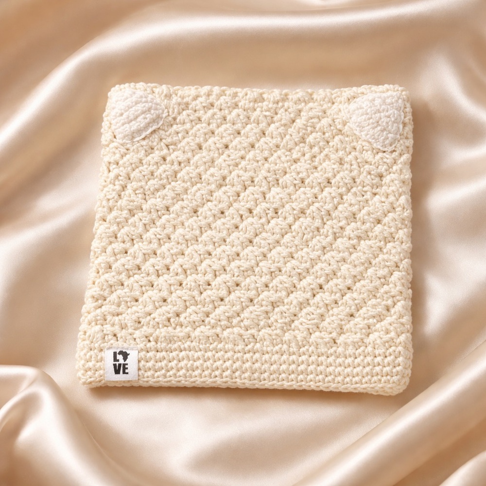 Krochet Kids NWT Homemade Knitted Kids Beanie Cream Knit Beanie kitten accents